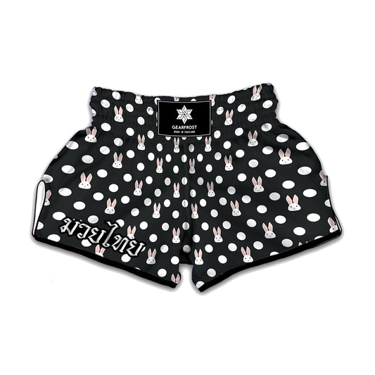Polka Dot Rabbit Pattern Print Muay Thai Boxing Shorts