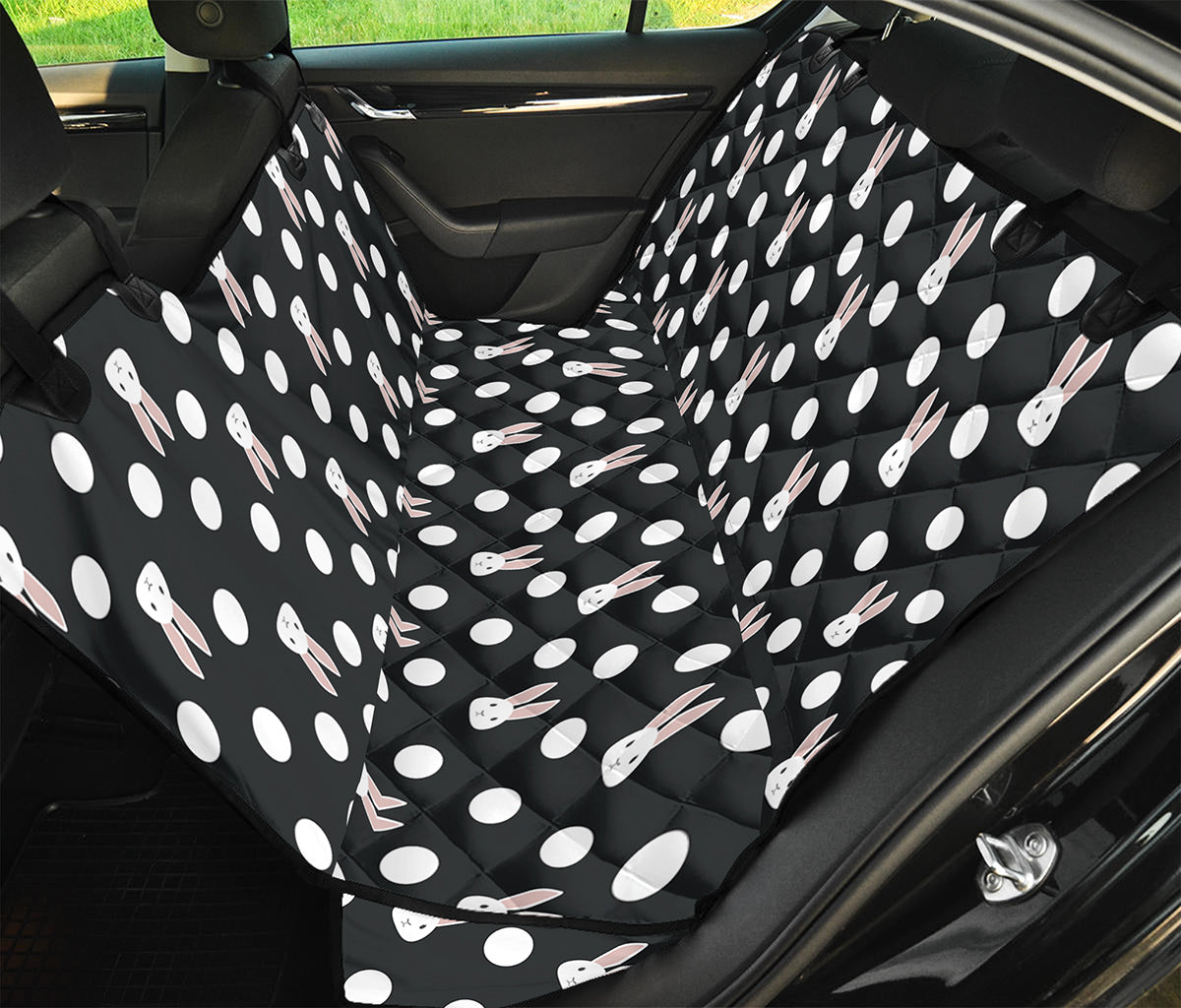 Polka Dot Rabbit Pattern Print Pet Car Back Seat Cover