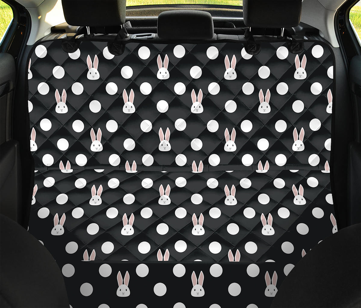Polka Dot Rabbit Pattern Print Pet Car Back Seat Cover