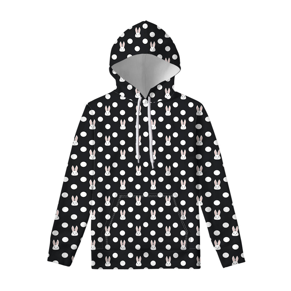 Polka Dot Rabbit Pattern Print Pullover Hoodie