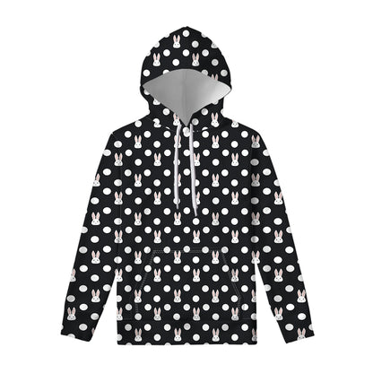 Polka Dot Rabbit Pattern Print Pullover Hoodie