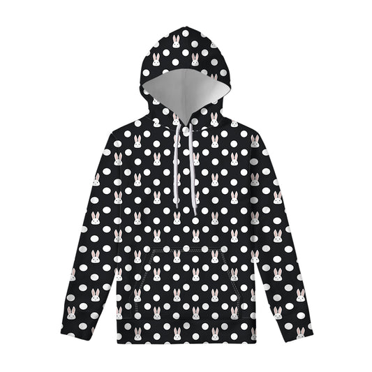 Polka Dot Rabbit Pattern Print Pullover Hoodie