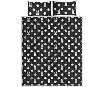 Polka Dot Rabbit Pattern Print Quilt Bed Set