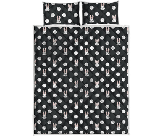Polka Dot Rabbit Pattern Print Quilt Bed Set