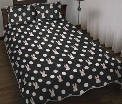 Polka Dot Rabbit Pattern Print Quilt Bed Set