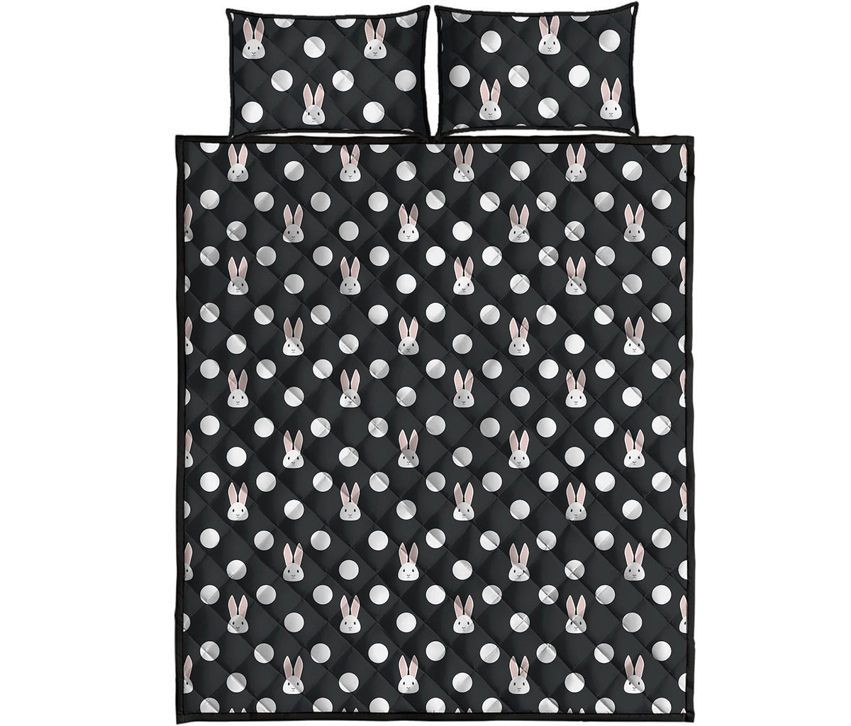 Polka Dot Rabbit Pattern Print Quilt Bed Set