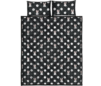Polka Dot Rabbit Pattern Print Quilt Bed Set