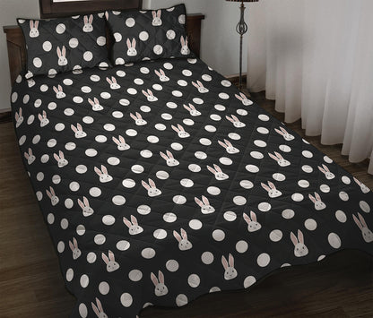 Polka Dot Rabbit Pattern Print Quilt Bed Set
