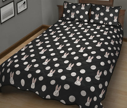 Polka Dot Rabbit Pattern Print Quilt Bed Set