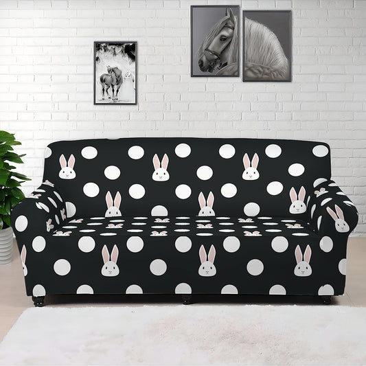 Polka Dot Rabbit Pattern Print Sofa Cover