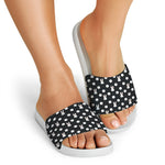 Polka Dot Rabbit Pattern Print White Slide Sandals