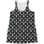 Polka Dot Rabbit Pattern Print Women's Racerback Tank Top