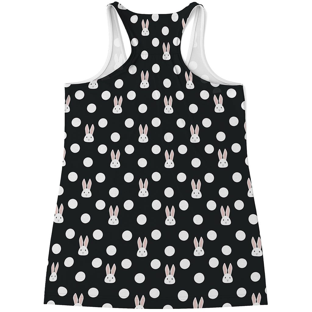Polka Dot Rabbit Pattern Print Women's Racerback Tank Top
