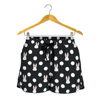 Polka Dot Rabbit Pattern Print Women's Shorts