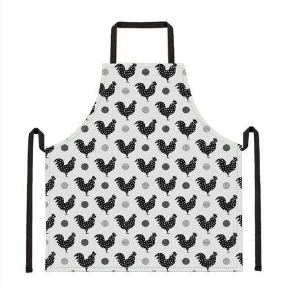 Polka Dot Rooster Pattern Print Apron