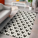 Polka Dot Rooster Pattern Print Area Rug