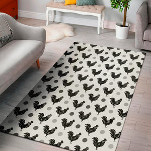 Polka Dot Rooster Pattern Print Area Rug