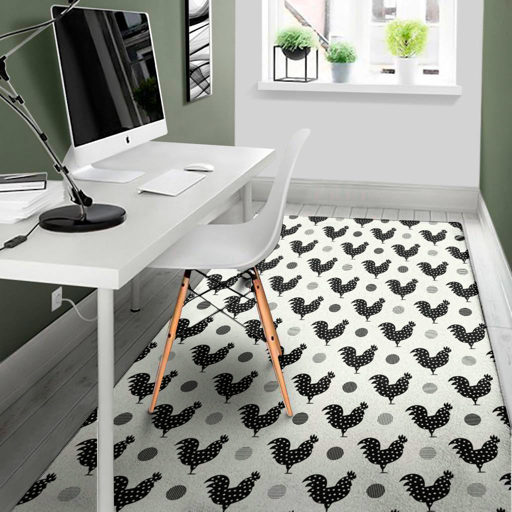 Polka Dot Rooster Pattern Print Area Rug