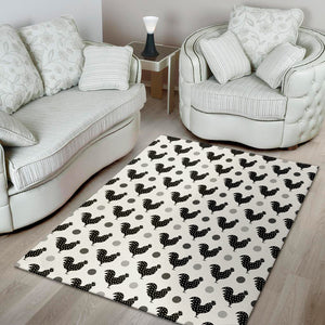 Polka Dot Rooster Pattern Print Area Rug