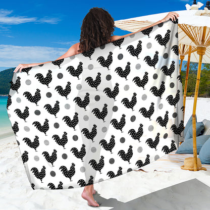 Polka Dot Rooster Pattern Print Beach Sarong Wrap