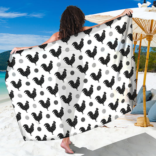 Polka Dot Rooster Pattern Print Beach Sarong Wrap