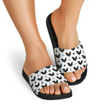 Polka Dot Rooster Pattern Print Black Slide Sandals