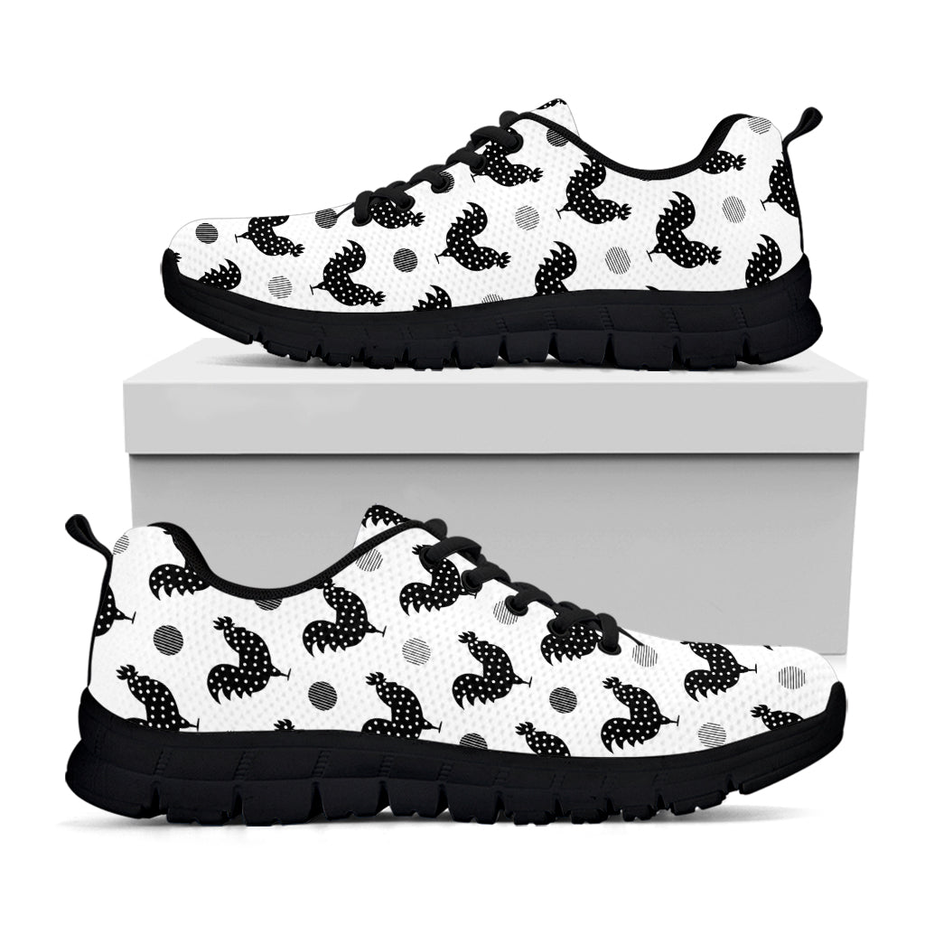 Polka Dot Rooster Pattern Print Black Sneakers