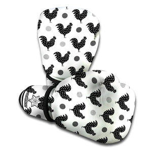 Polka Dot Rooster Pattern Print Boxing Gloves