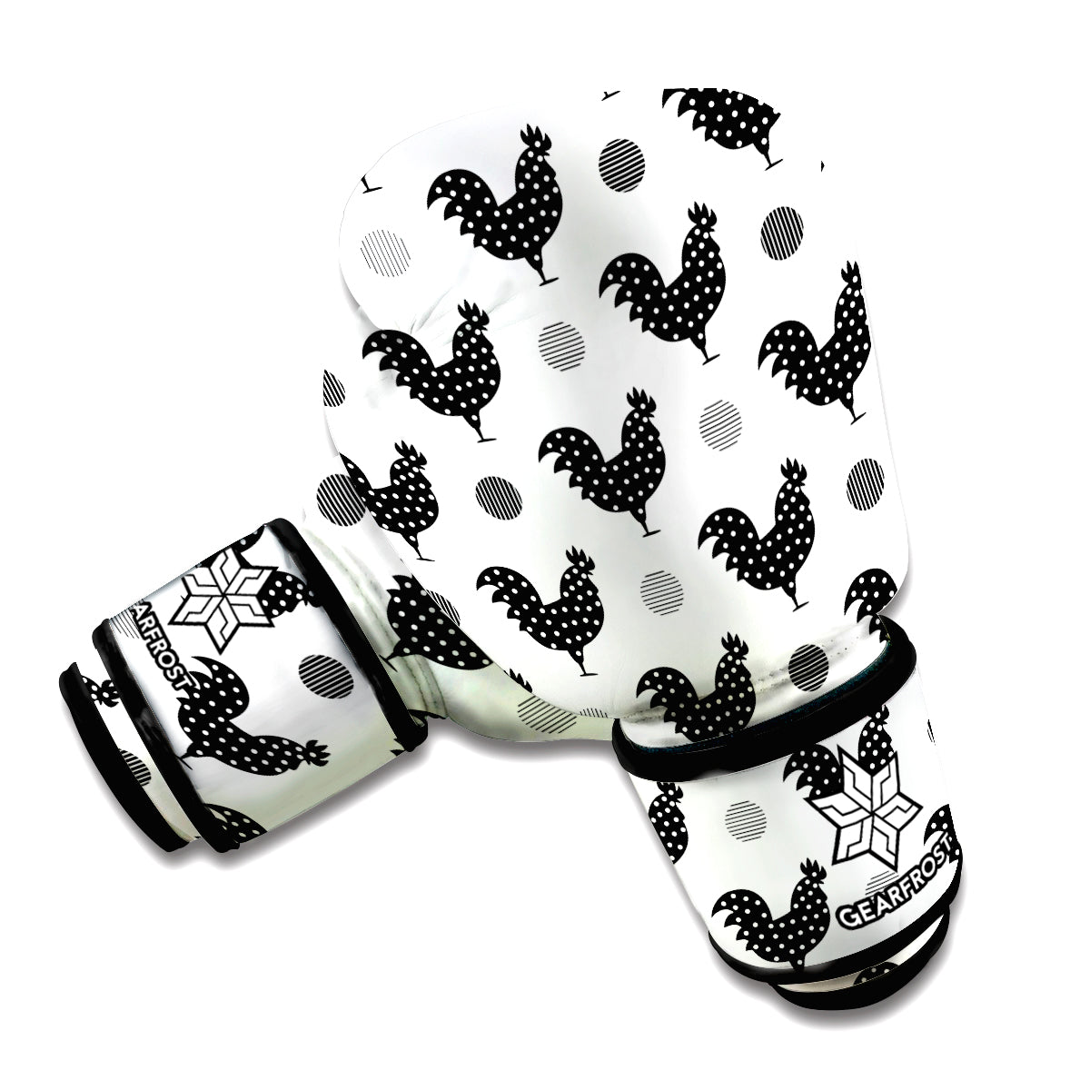 Polka Dot Rooster Pattern Print Boxing Gloves