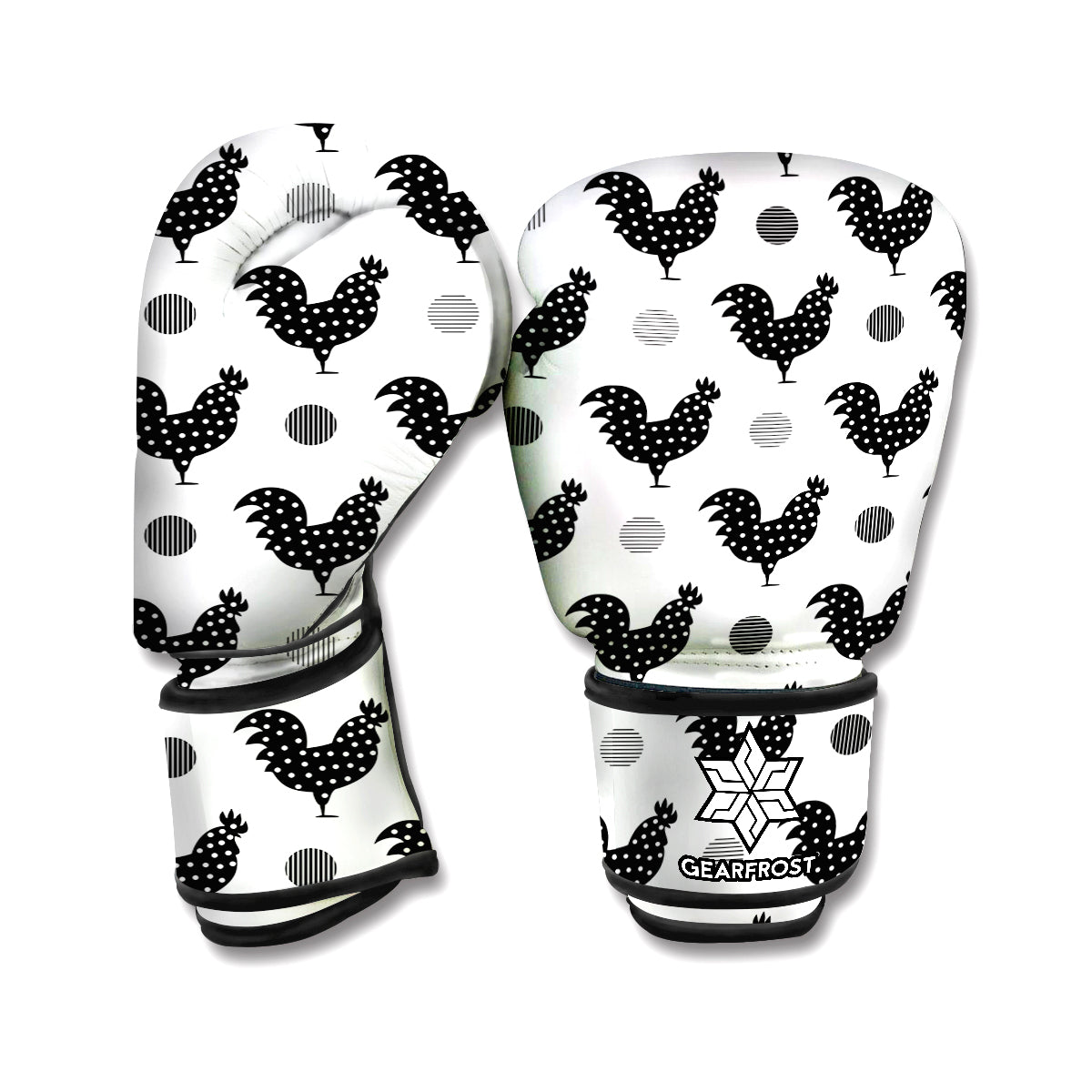 Polka Dot Rooster Pattern Print Boxing Gloves