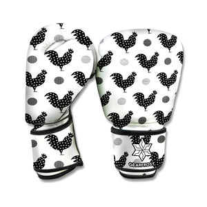 Polka Dot Rooster Pattern Print Boxing Gloves