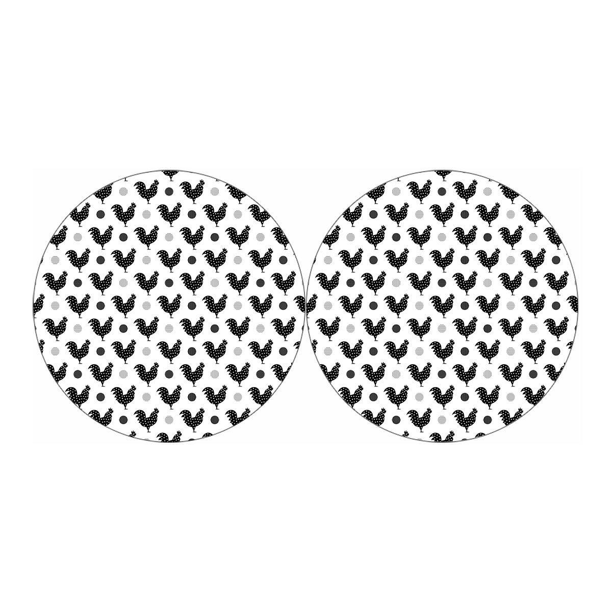 Polka Dot Rooster Pattern Print Car Coasters