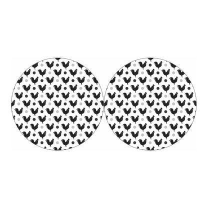Polka Dot Rooster Pattern Print Car Coasters