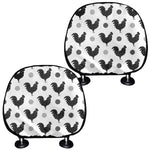 Polka Dot Rooster Pattern Print Car Headrest Covers