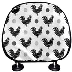 Polka Dot Rooster Pattern Print Car Headrest Covers