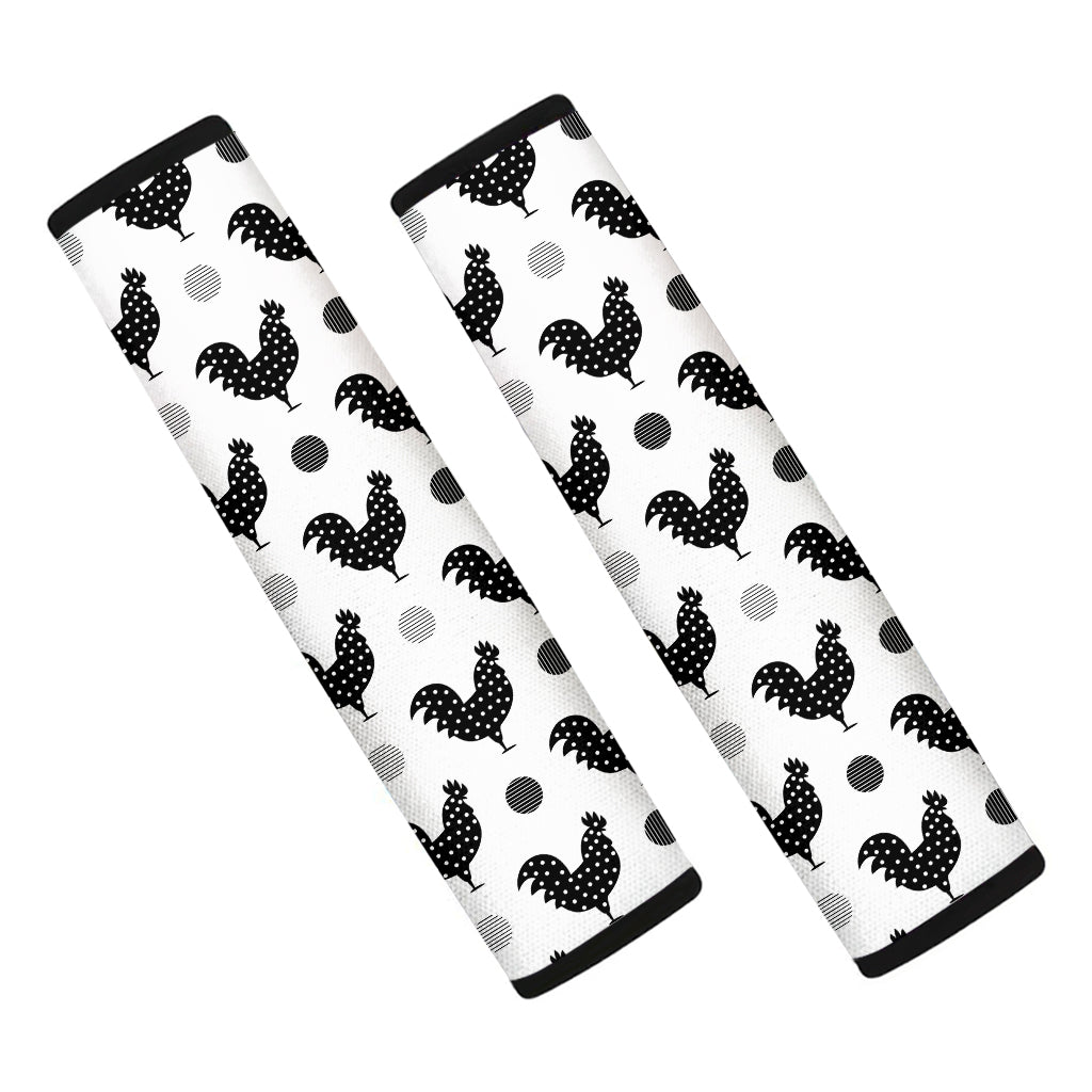 Polka Dot Rooster Pattern Print Car Seat Belt Covers