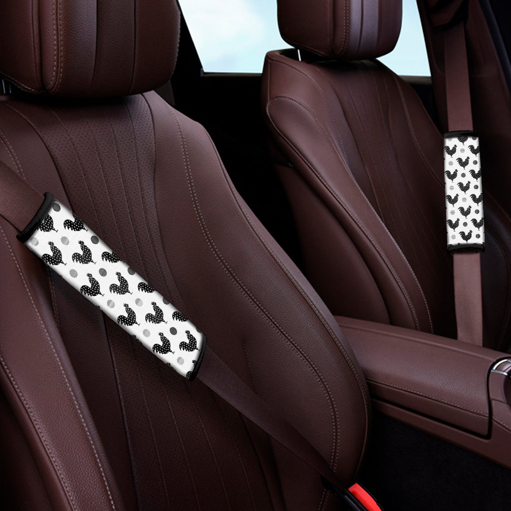 Polka Dot Rooster Pattern Print Car Seat Belt Covers