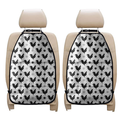 Polka Dot Rooster Pattern Print Car Seat Organizers