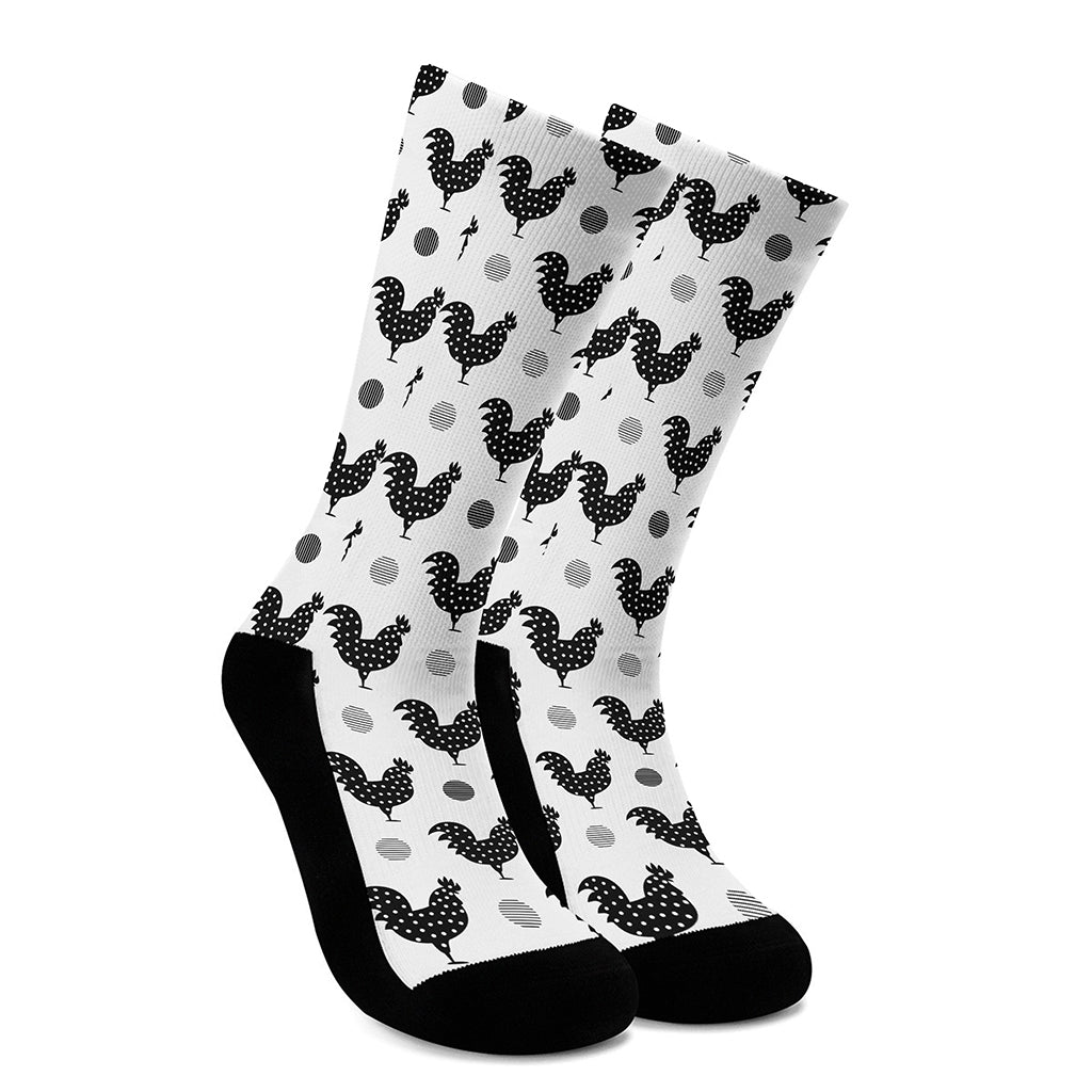 Polka Dot Rooster Pattern Print Crew Socks