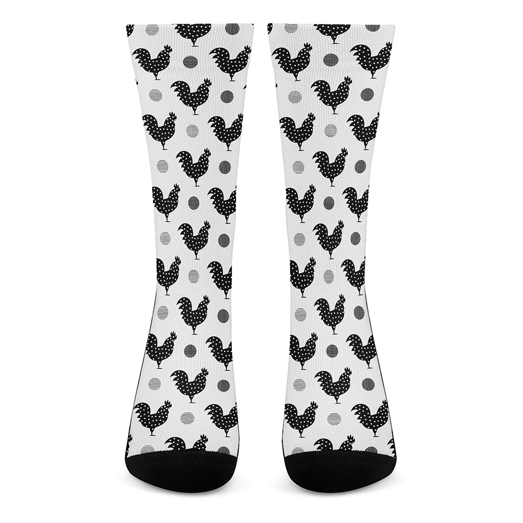 Polka Dot Rooster Pattern Print Crew Socks