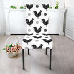 Polka Dot Rooster Pattern Print Dining Chair Slipcover