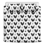 Polka Dot Rooster Pattern Print Duvet Cover Bedding Set