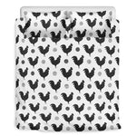 Polka Dot Rooster Pattern Print Duvet Cover Bedding Set