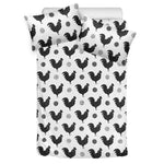 Polka Dot Rooster Pattern Print Duvet Cover Bedding Set