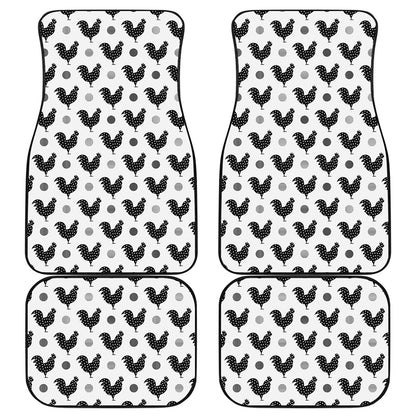 Polka Dot Rooster Pattern Print Front and Back Car Floor Mats
