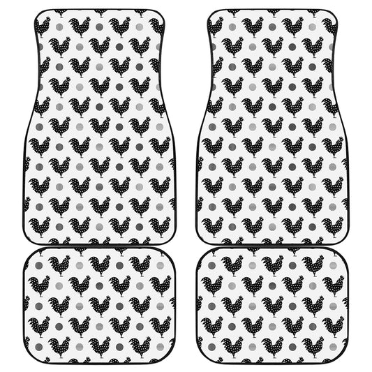 Polka Dot Rooster Pattern Print Front and Back Car Floor Mats