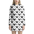 Polka Dot Rooster Pattern Print Pullover Hoodie Dress