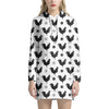 Polka Dot Rooster Pattern Print Hoodie Dress