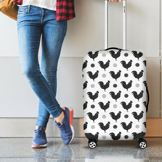 Polka Dot Rooster Pattern Print Luggage Cover