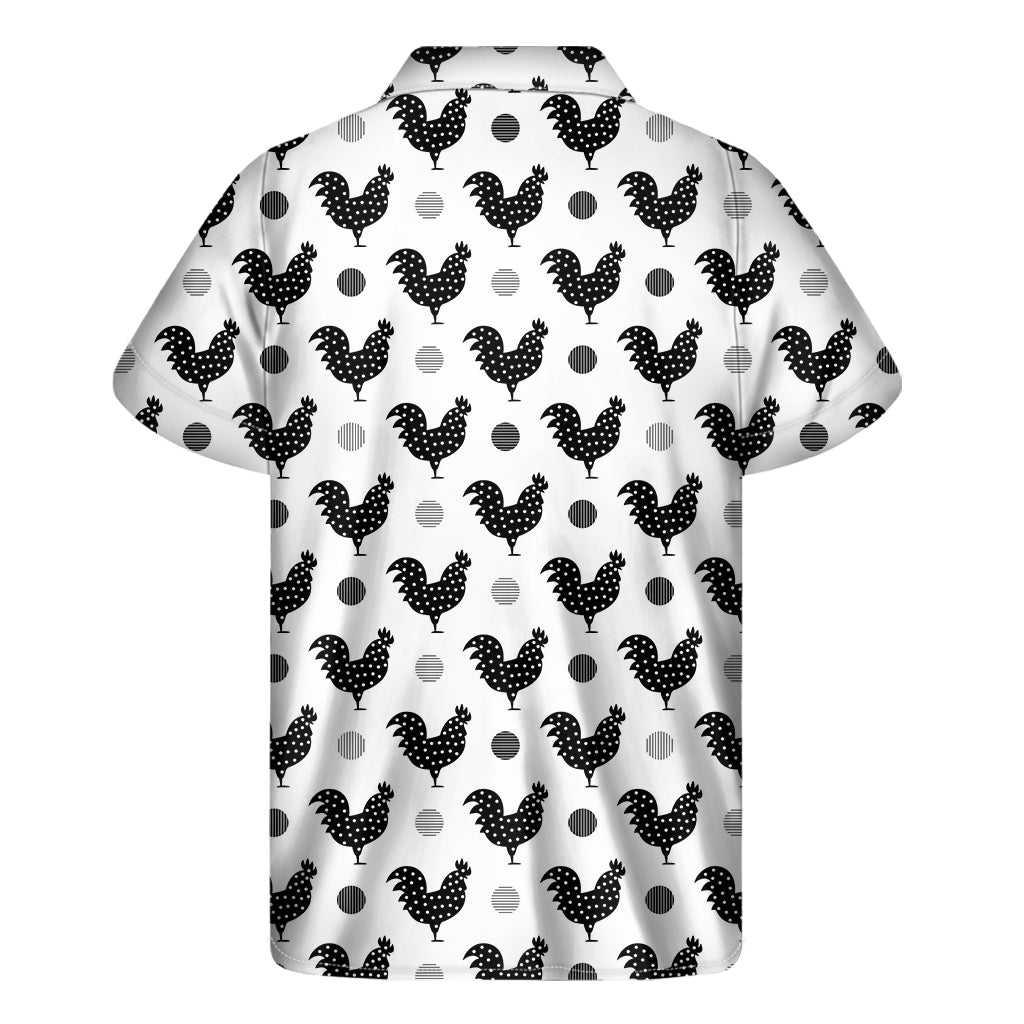 Polka Dot Rooster Pattern Print Men's Short Sleeve Shirt